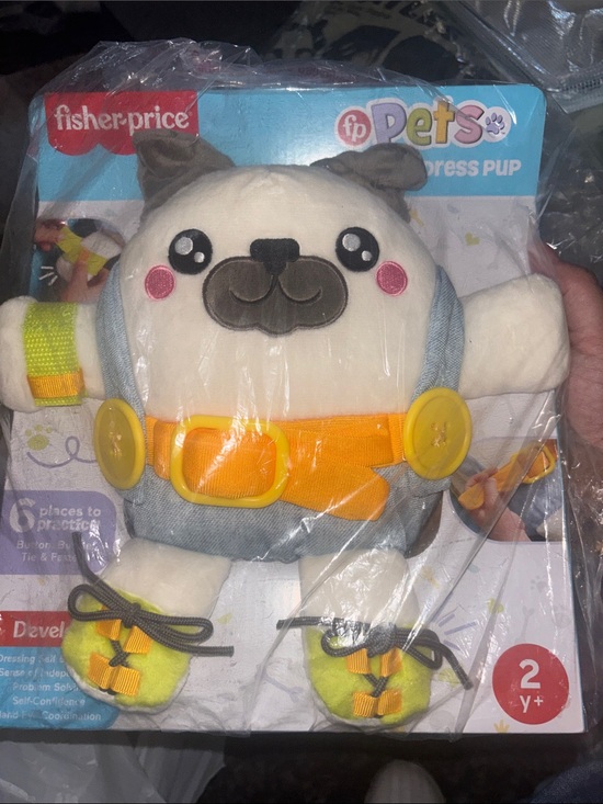 Fisher-Price Other - Fisher-Price fp Pets Dress Pup Plush - White, Gray & Yellow Accents